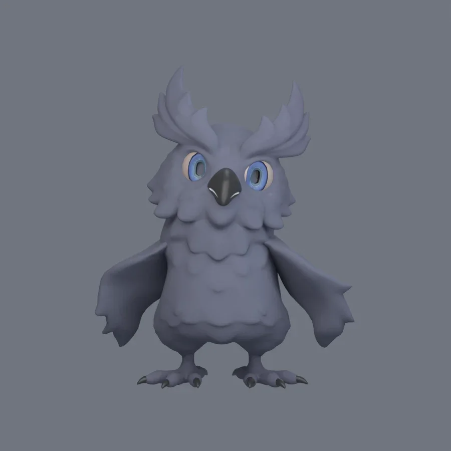 Illustration Owl Rigged, 3D model preview 1