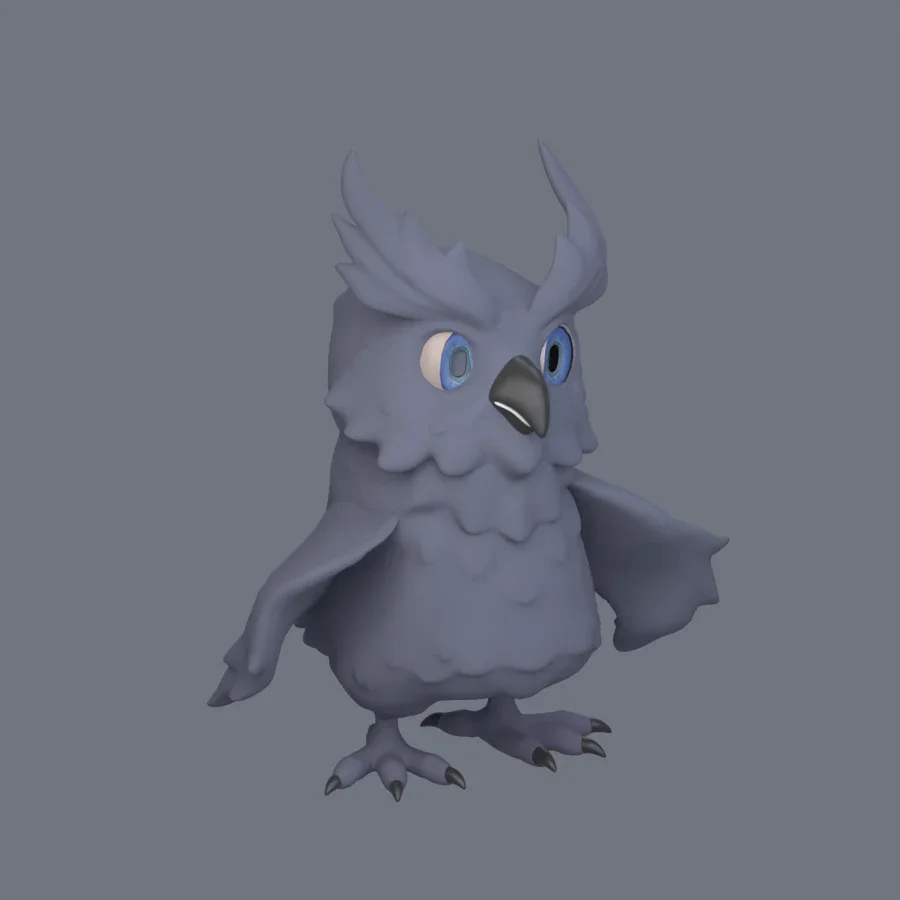 Illustration Owl Rigged, 3D model preview 2