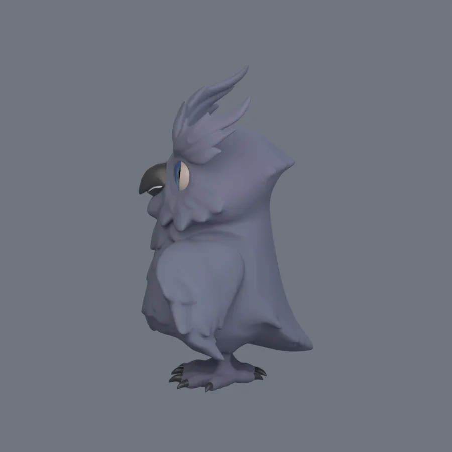 Illustration Owl Rigged, 3D model preview 3