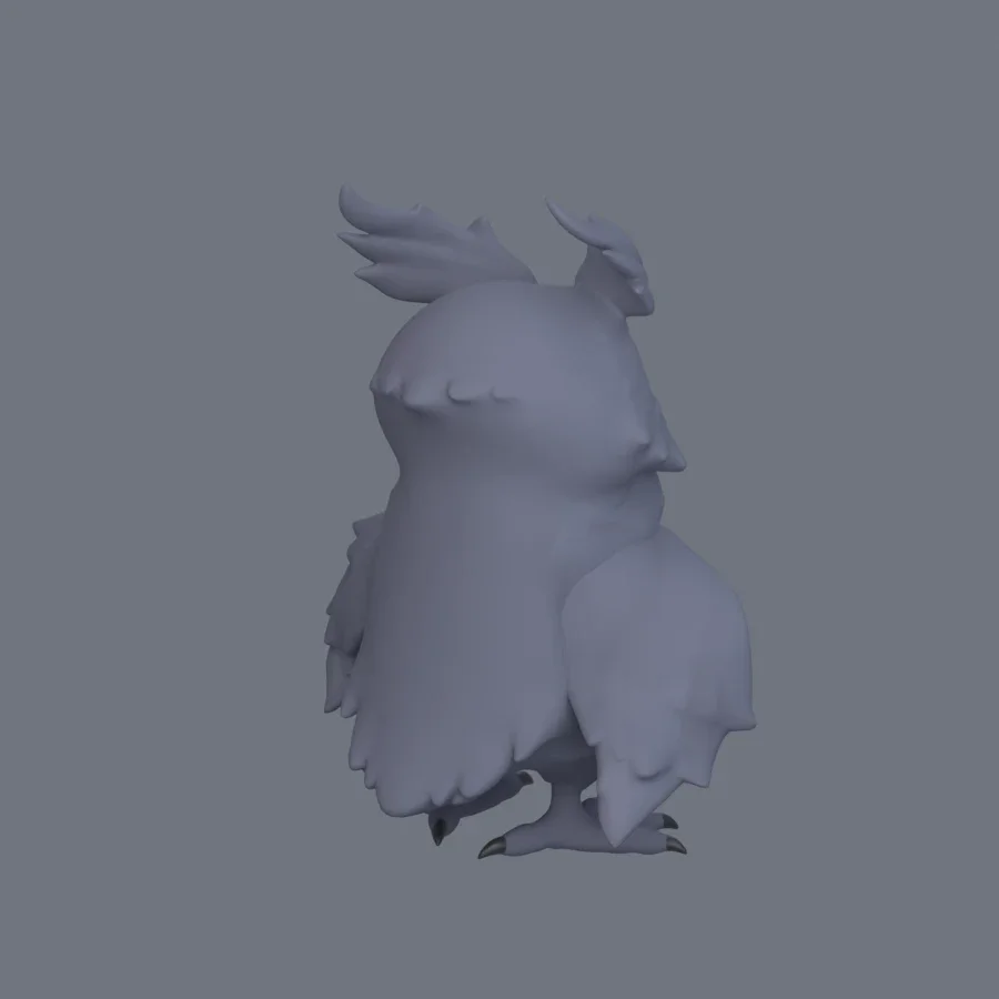 Illustration Owl Rigged, 3D model preview 7