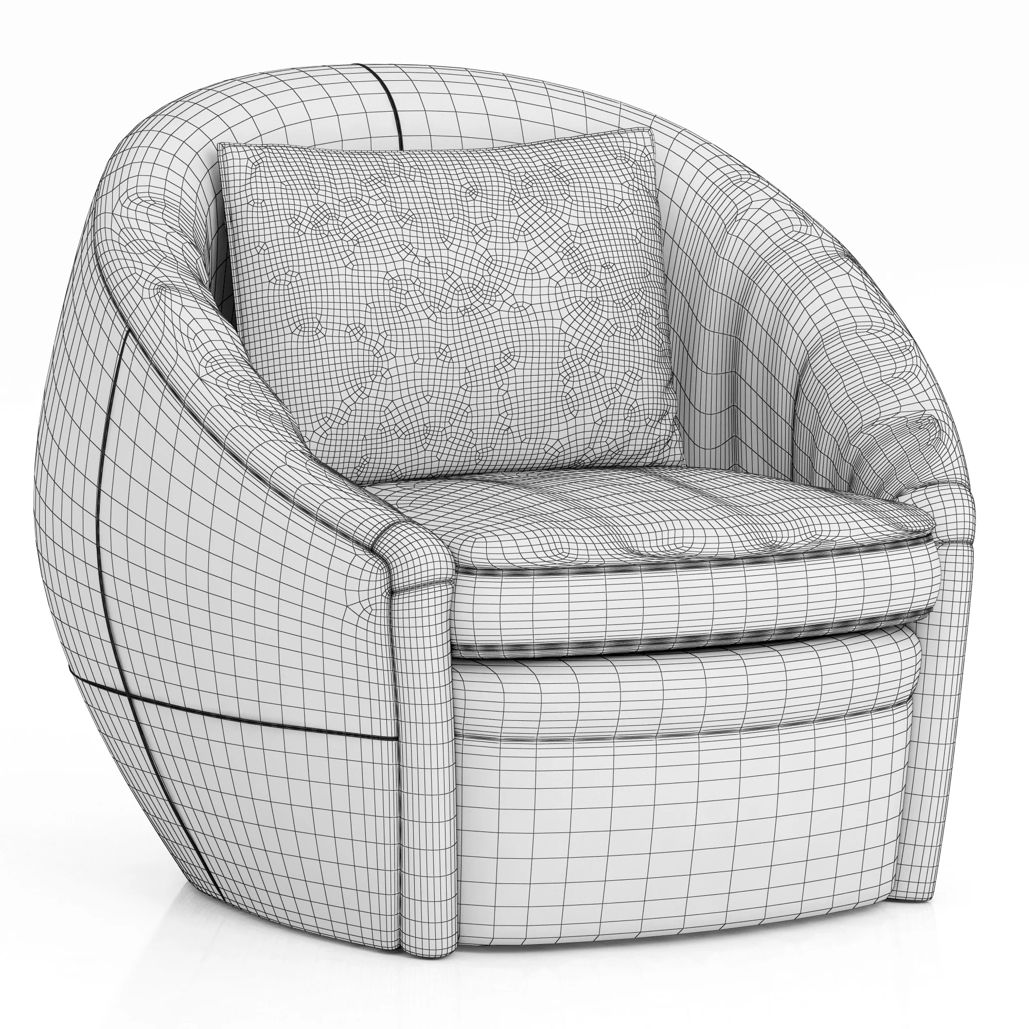 Restoration Hardware Oberon Leather Swivel Chair — 3D model preview 2