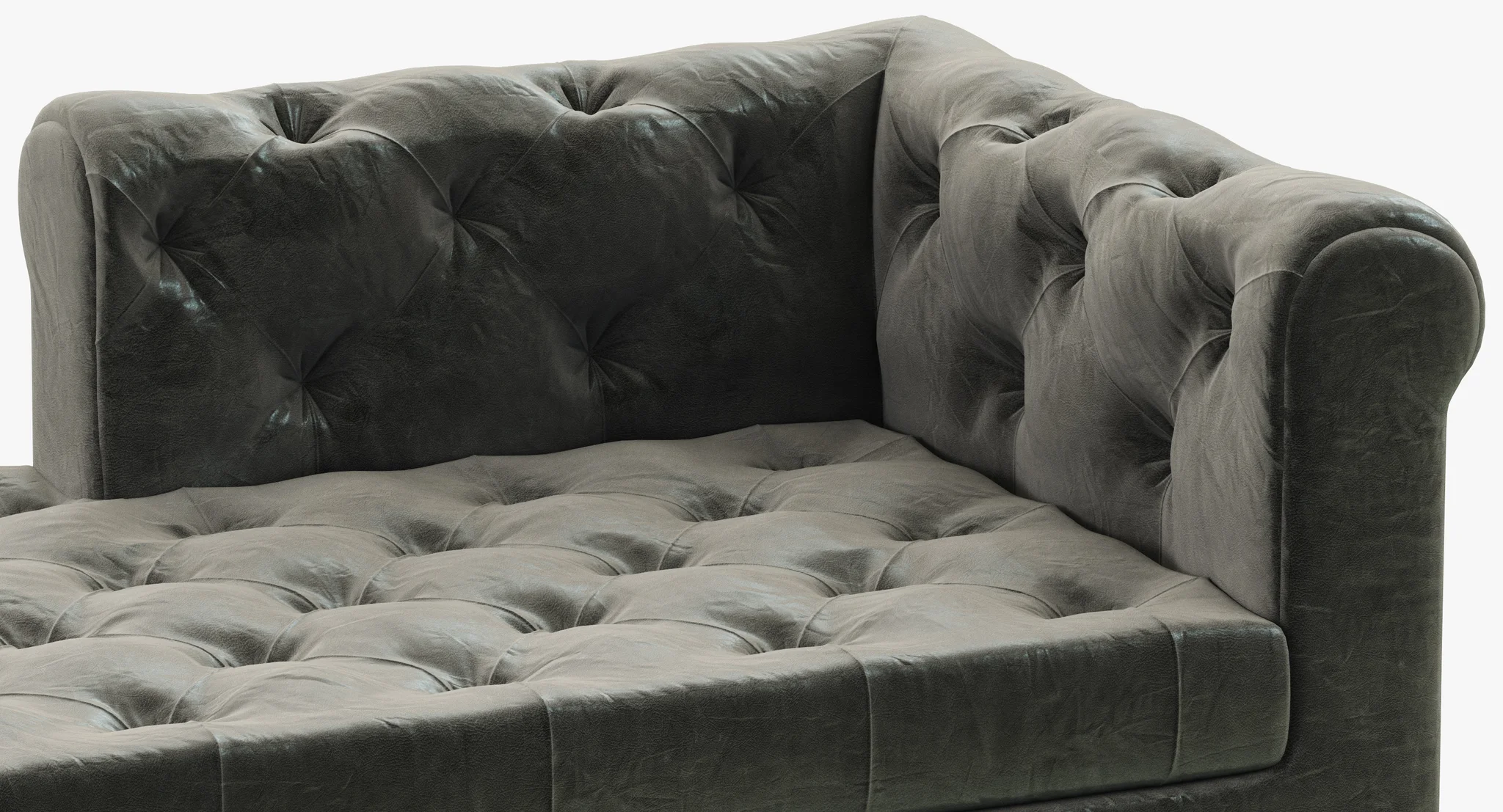 RH Modern Modena Chesterfield Leather Left Arm Chaise — 3D model preview 2