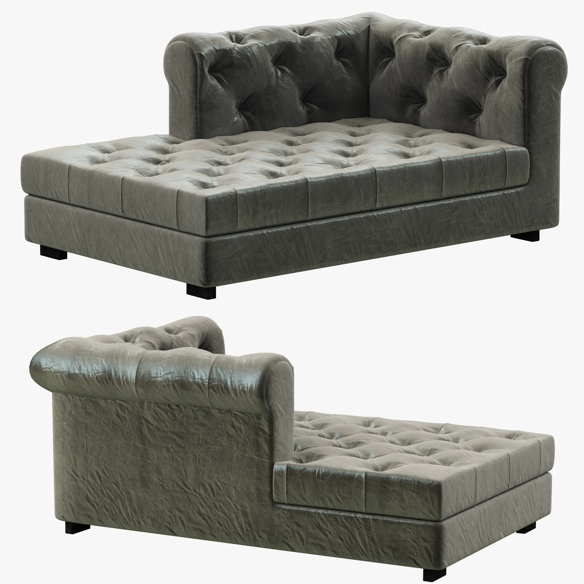 RH Modern Modena Chesterfield Leather Left Arm Chaise — 3D model preview 5