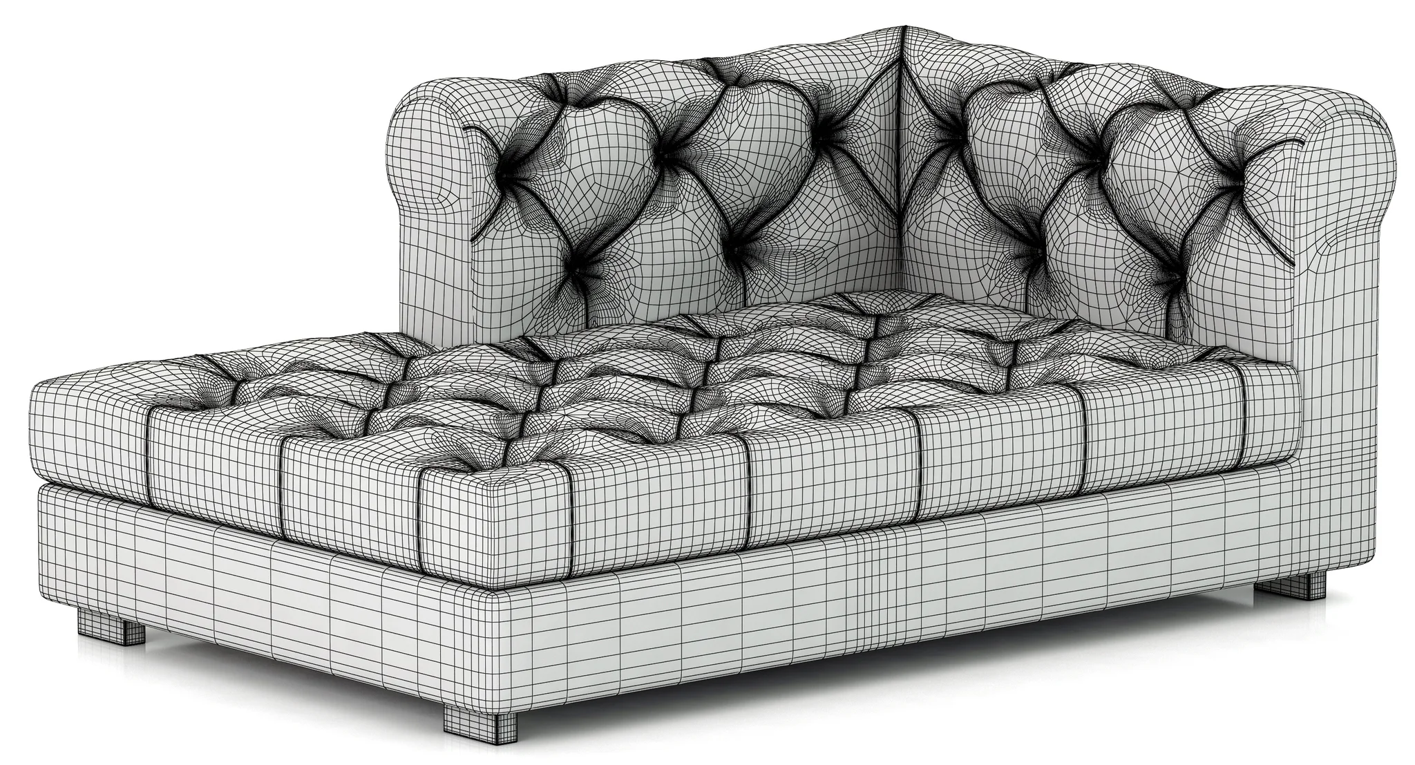 RH Modern Modena Chesterfield Leather Left Arm Chaise — 3D model preview 7
