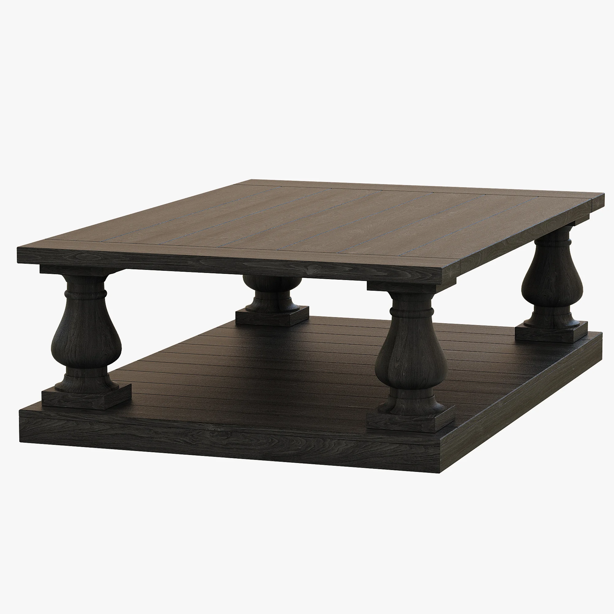 Restoration Hardware Balustrade Salvaged Wood Coffee Table — 3D model preview 1