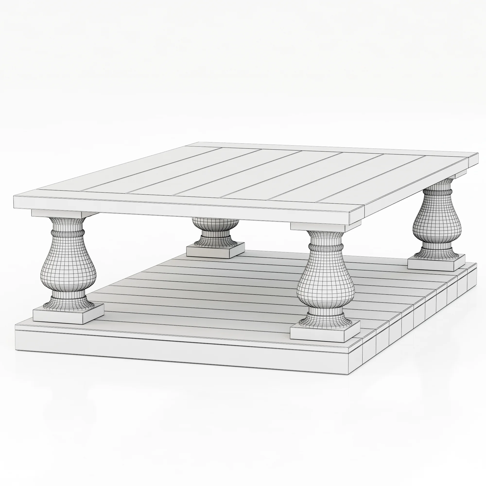 Restoration Hardware Balustrade Salvaged Wood Coffee Table — 3D model preview 5