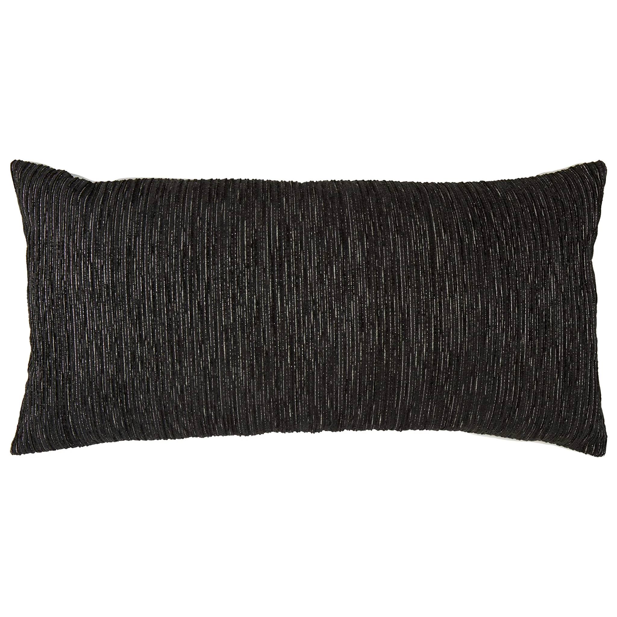 Black Corduroy Lumbar Throw Pillow with Metallic Accents