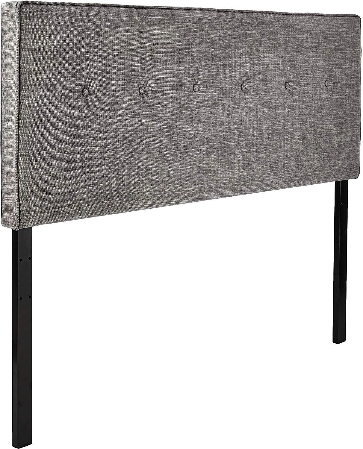 Modern Button-Tufted Upholstered Queen Bed Headboard – Grey Fabric