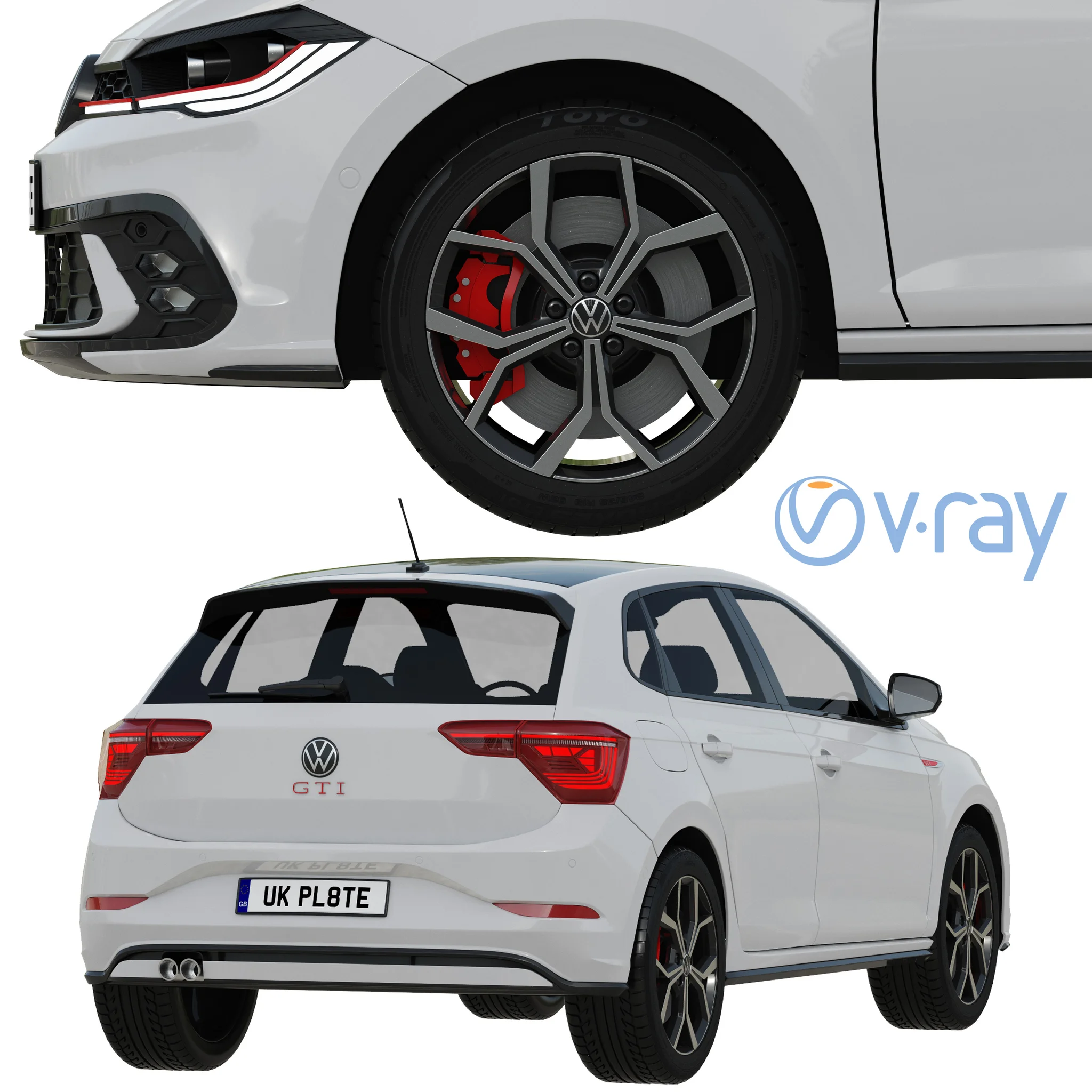 Volkswagen Polo GTI 2022, 3D model preview 4