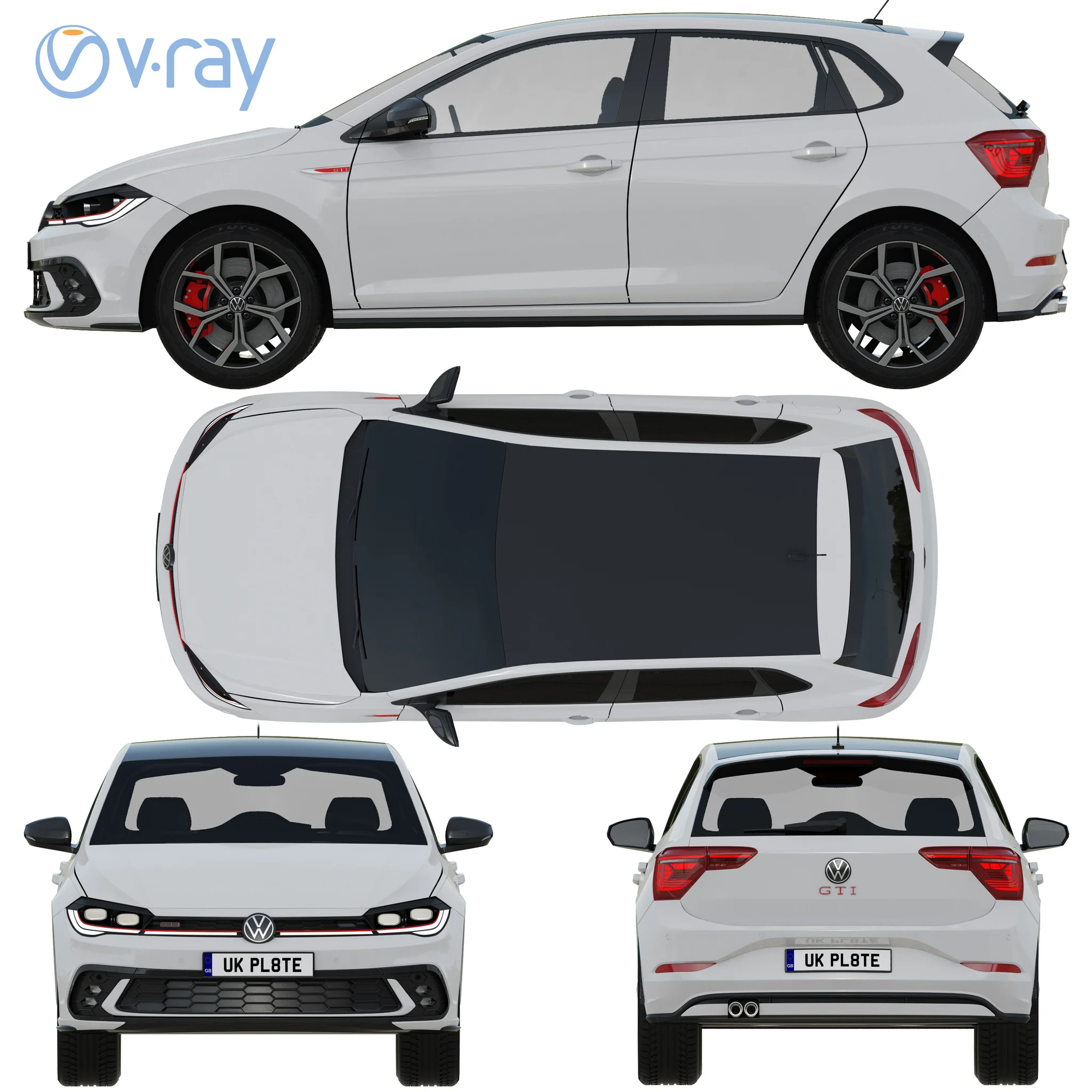 Volkswagen Polo GTI 2022, 3D model preview 30