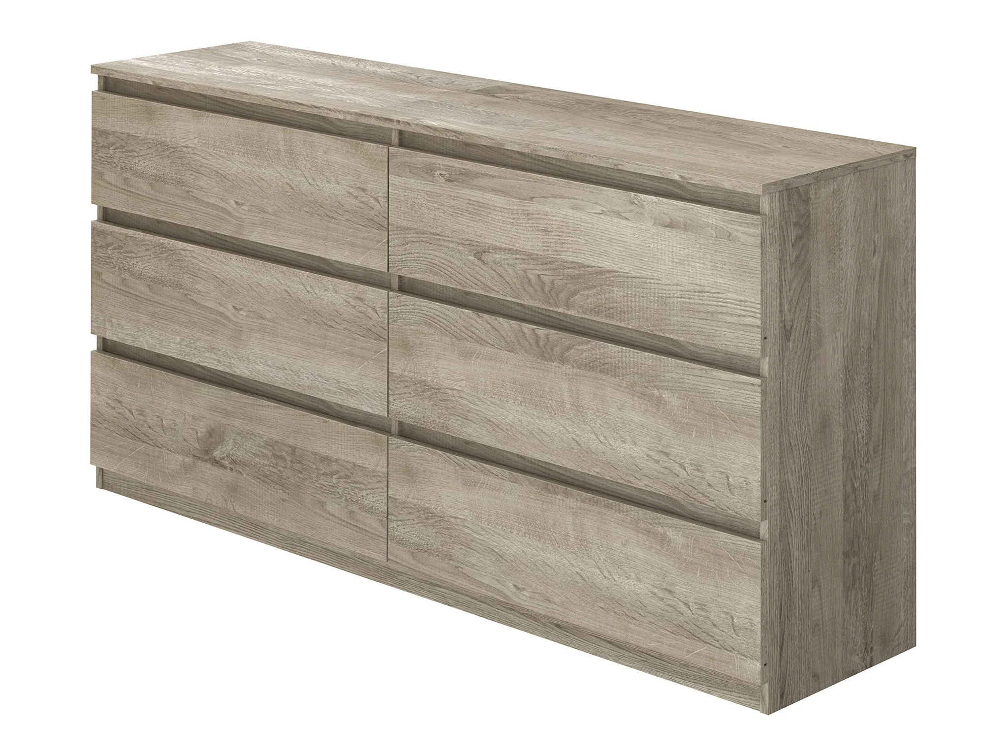 Modern Oak Six-Drawer Double Dresser