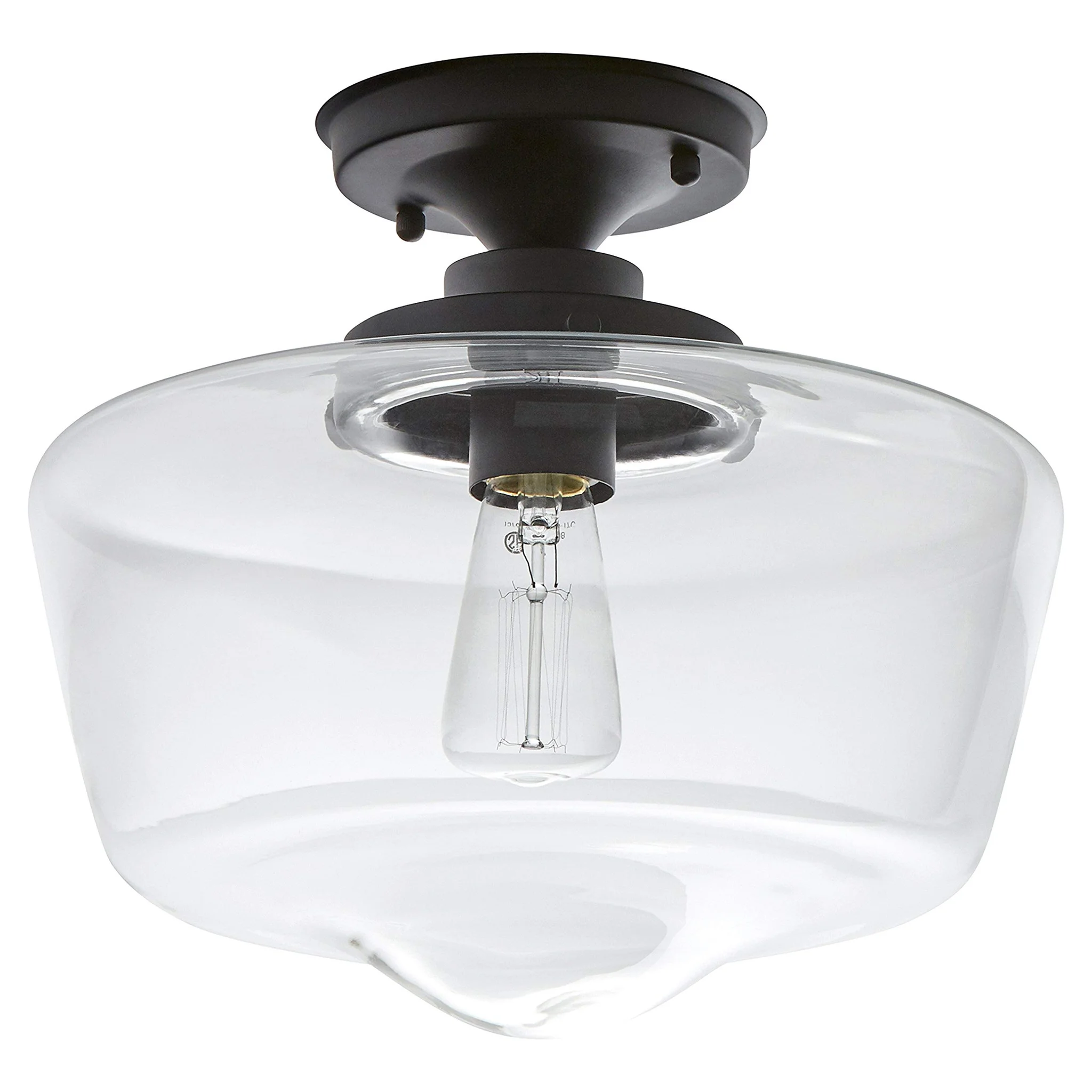 Schoolhouse Semi-Flush Mount Ceiling Light with Clear Glass Shade