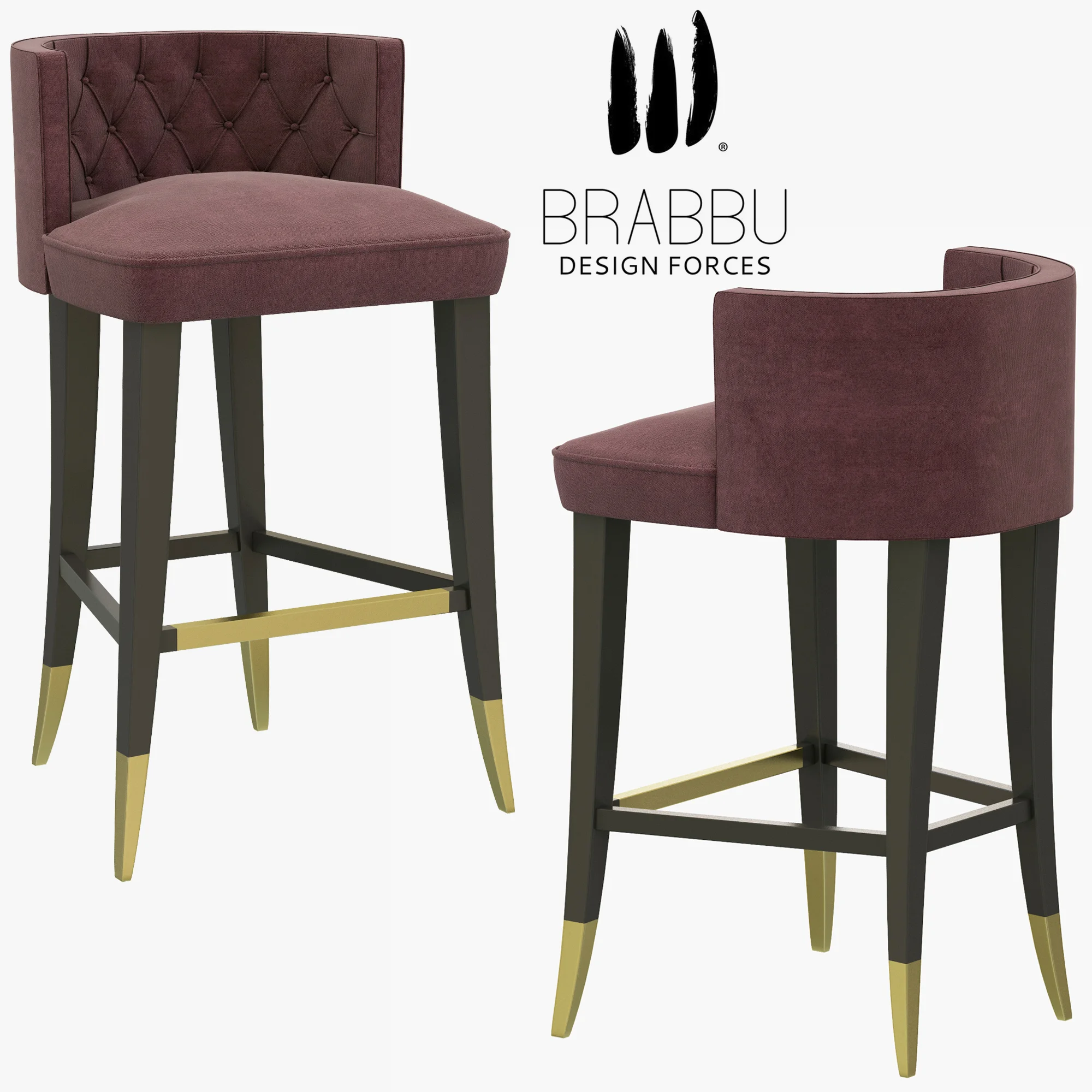 Brabbu Bourbon Counter Stool — 3D model preview 5