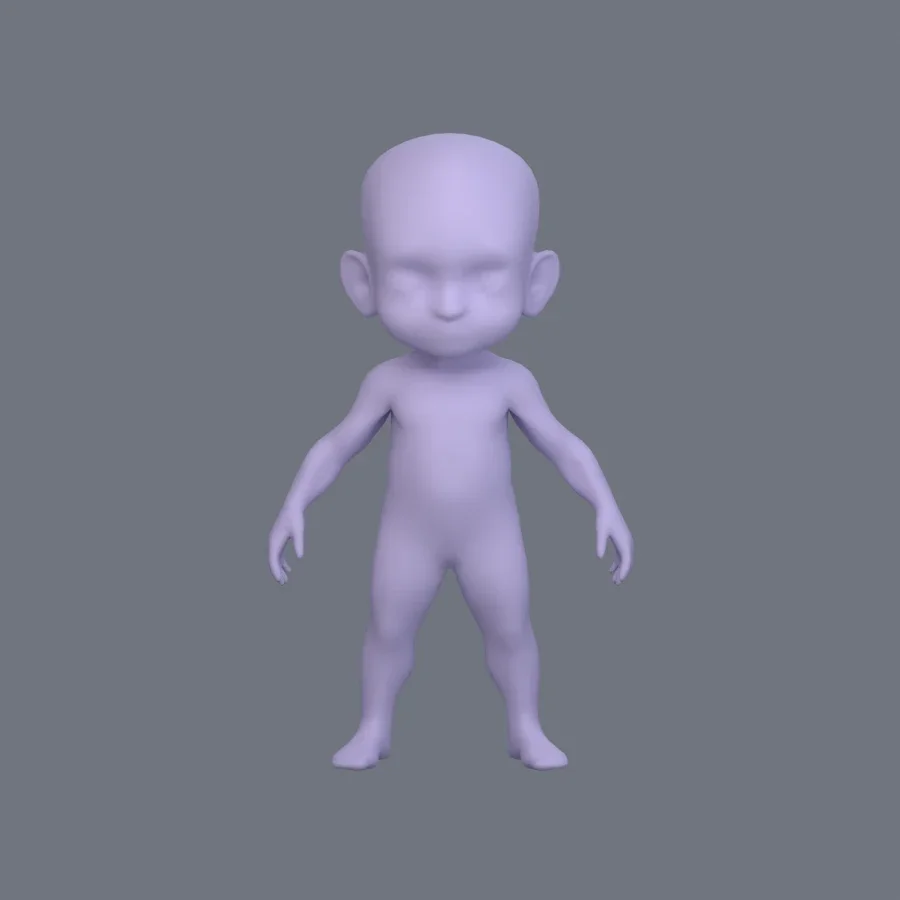 Basemesh Stylized Kid 01, 3D model preview 1