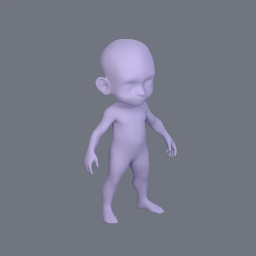Basemesh Stylized Kid 01, 3D model preview 2