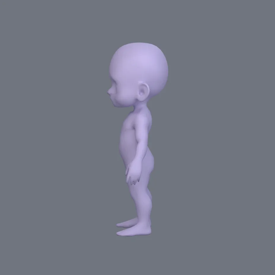 Basemesh Stylized Kid 01, 3D model preview 3