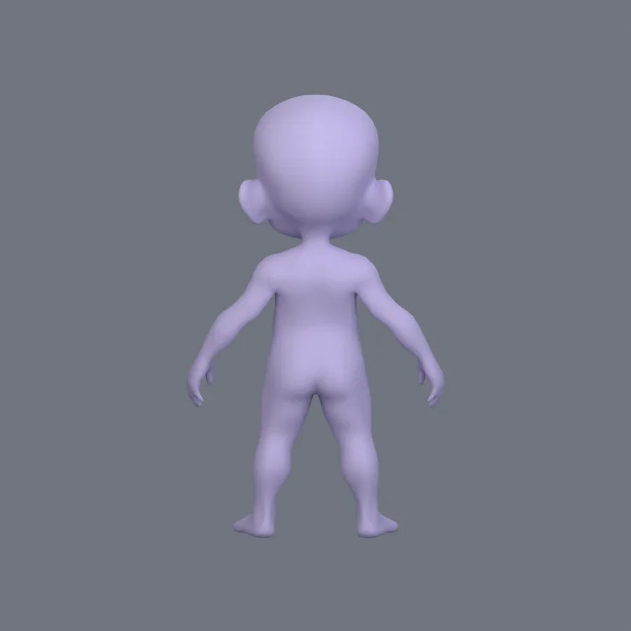Basemesh Stylized Kid 01, 3D model preview 4