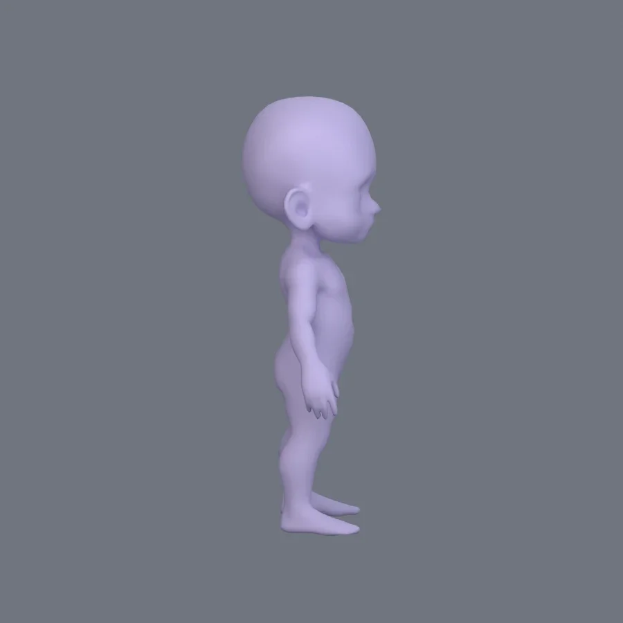 Basemesh Stylized Kid 01, 3D model preview 5