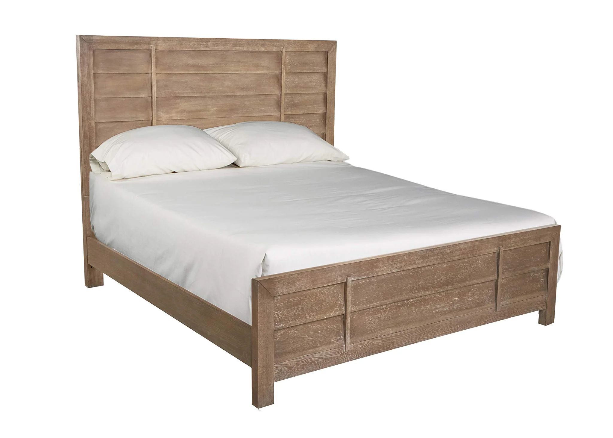 Rustic Oak King Size Bed Frame with Paneled Headboard