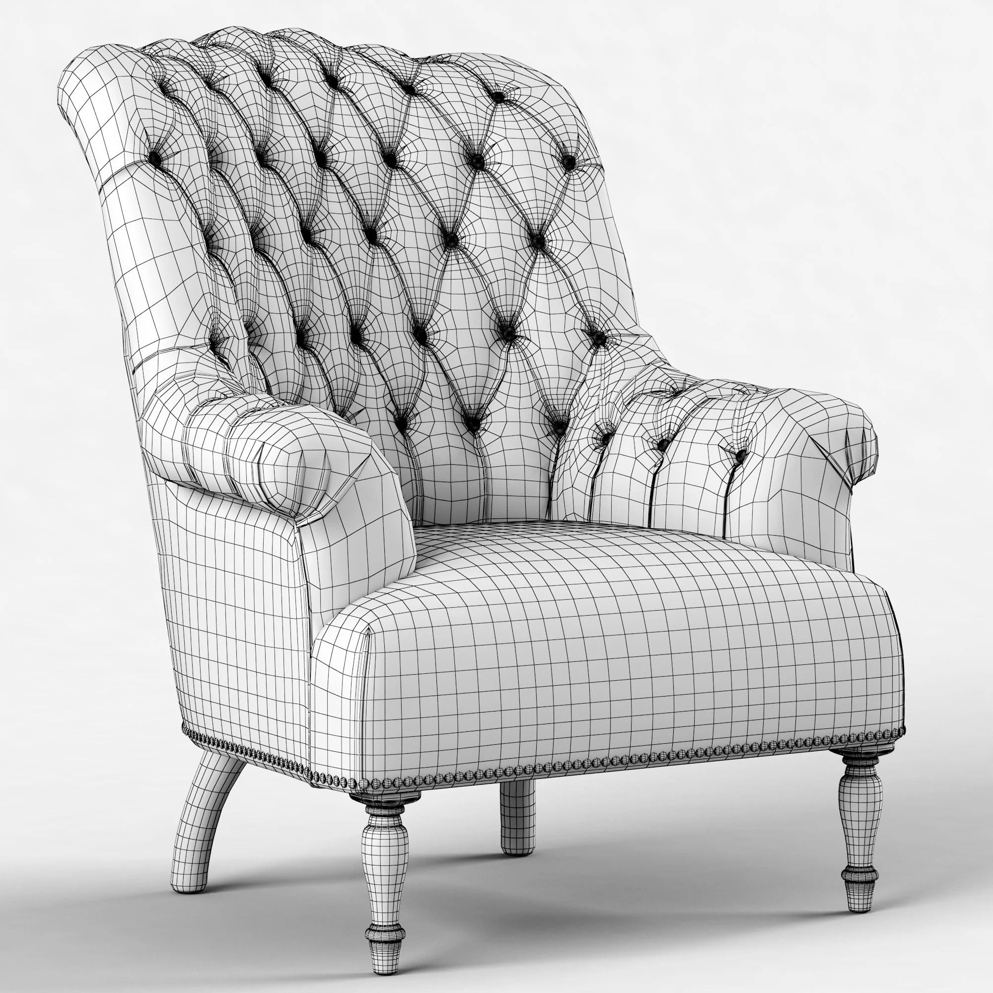 Restoration Hardware Clementine Tufted Chair — 3D model preview 7