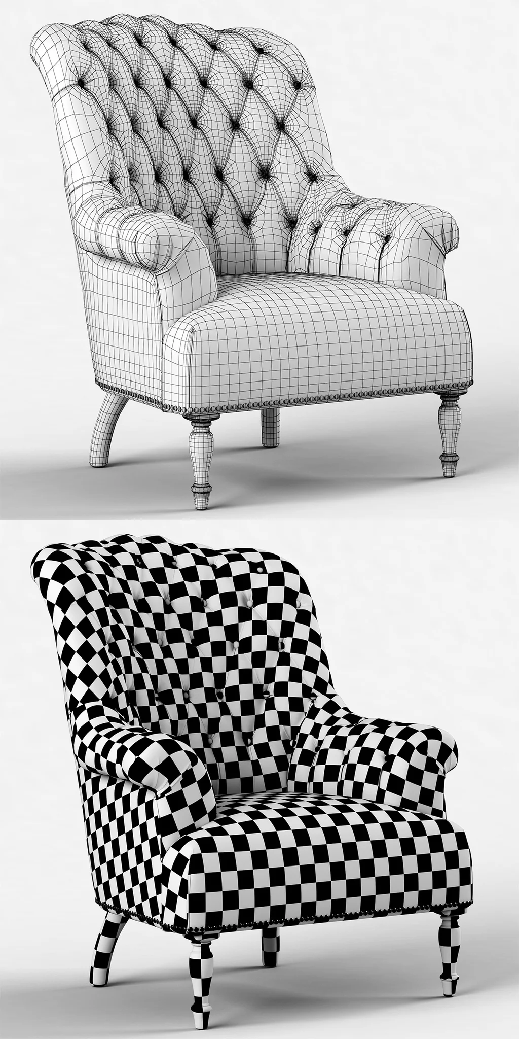 Restoration Hardware Clementine Tufted Chair — 3D model preview 8