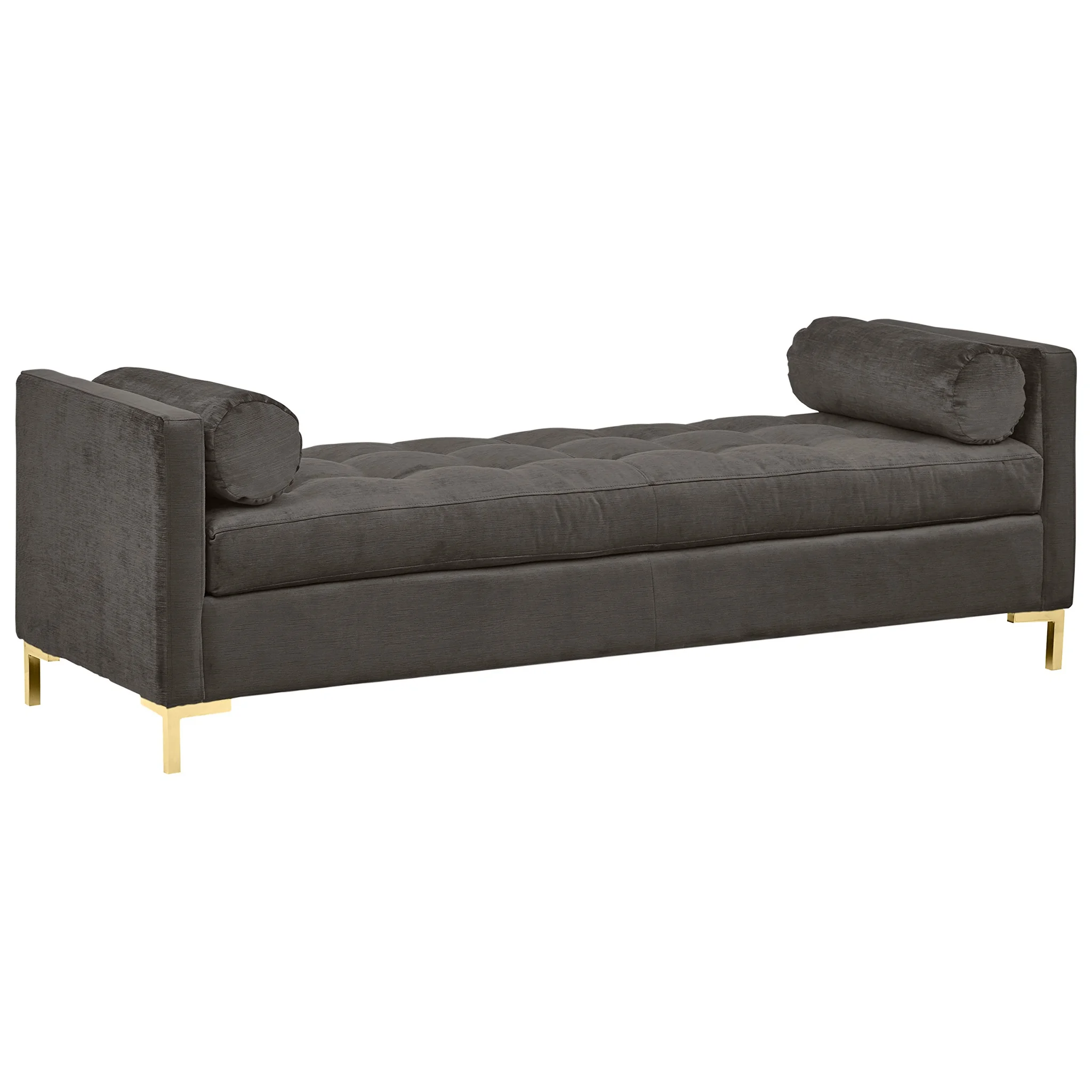 Mid-Century Velvet Tufted Daybed Sofa with Brass Legs