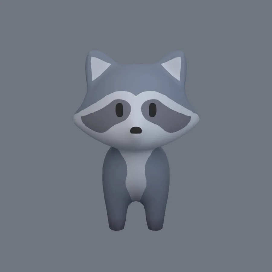Stylized Animal Raccoon, 3D model preview 1