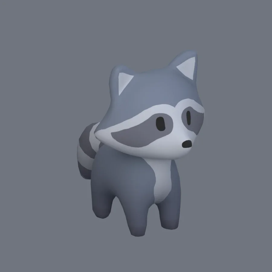 Stylized Animal Raccoon, 3D model preview 2