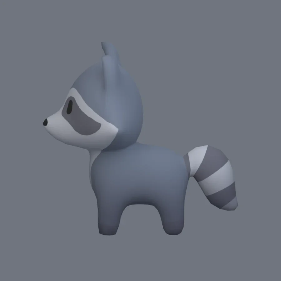 Stylized Animal Raccoon, 3D model preview 3