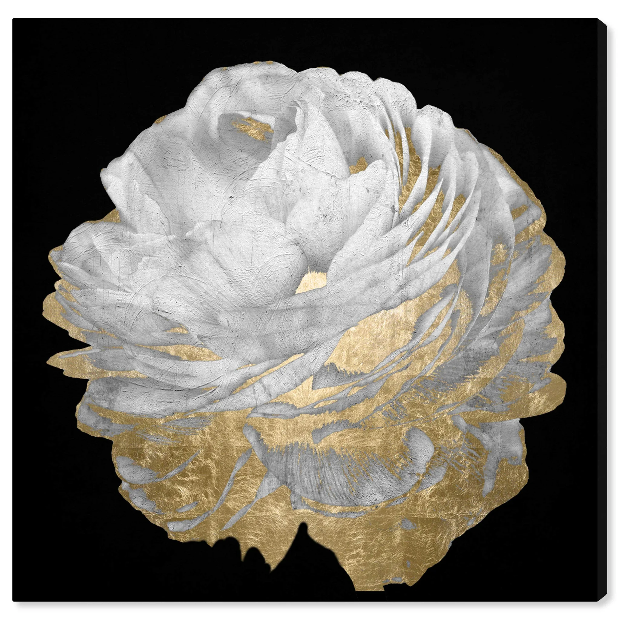 Gold and White Floral Canvas Wall Art