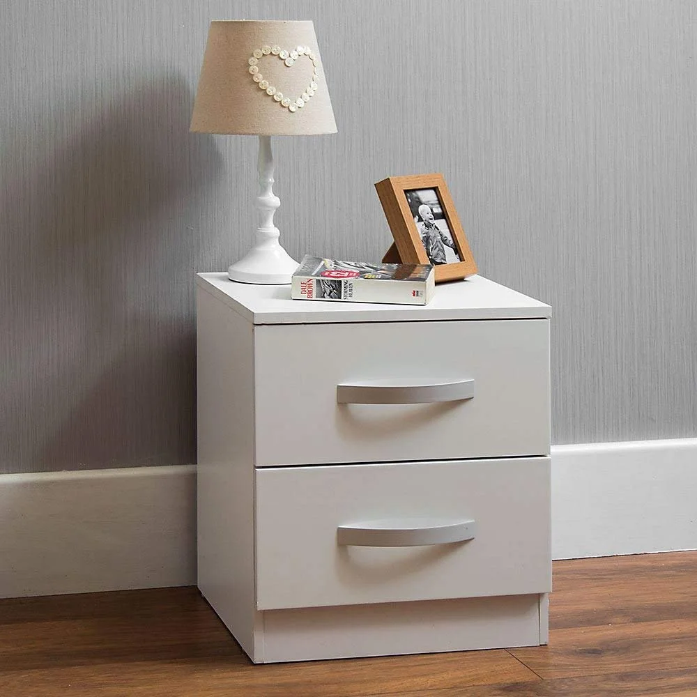 White High Gloss 2-Drawer Bedside Cabinet