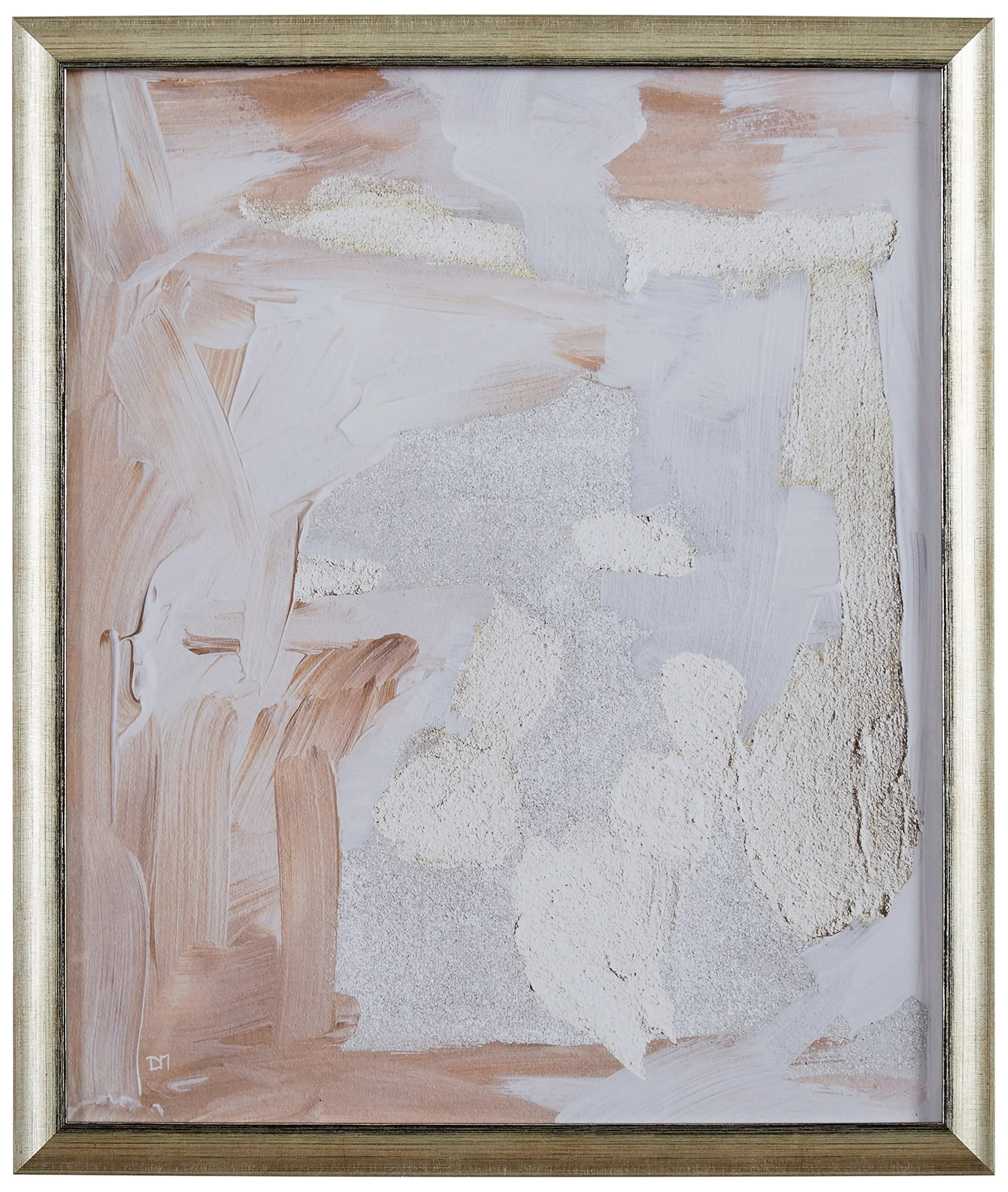 Modern Abstract Pale Rose and White Textured Framed Art Print