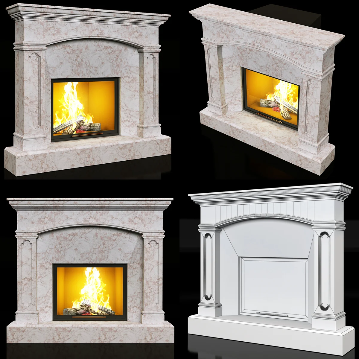 Marble Fireplace9 — 3D model preview 4