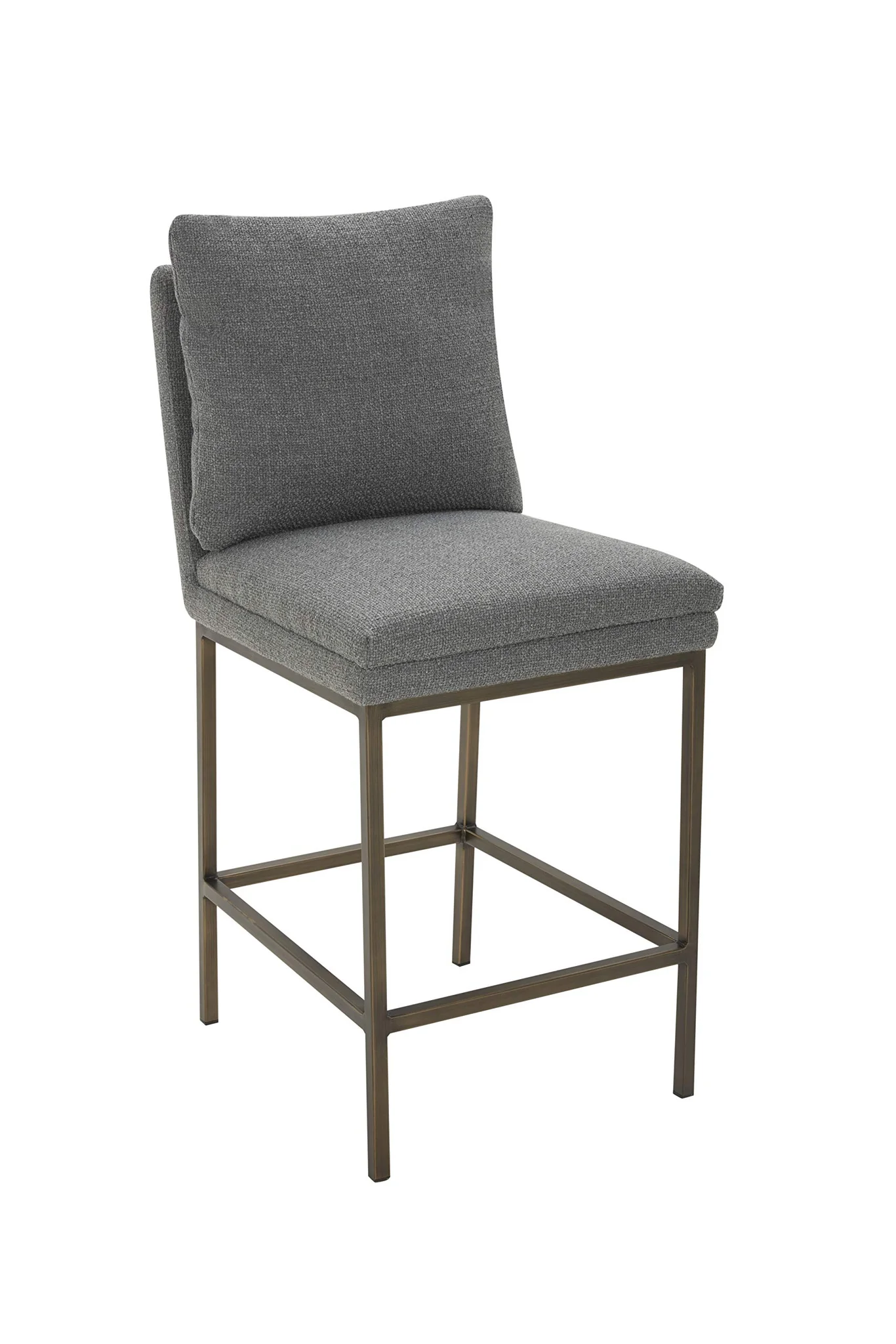 Modern Upholstered Counter-Height Barstool with Brass Metal Frame