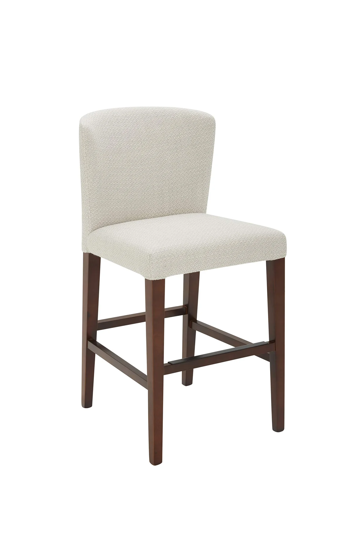 Modern Upholstered Counter-Height Barstool with Walnut Wood Legs