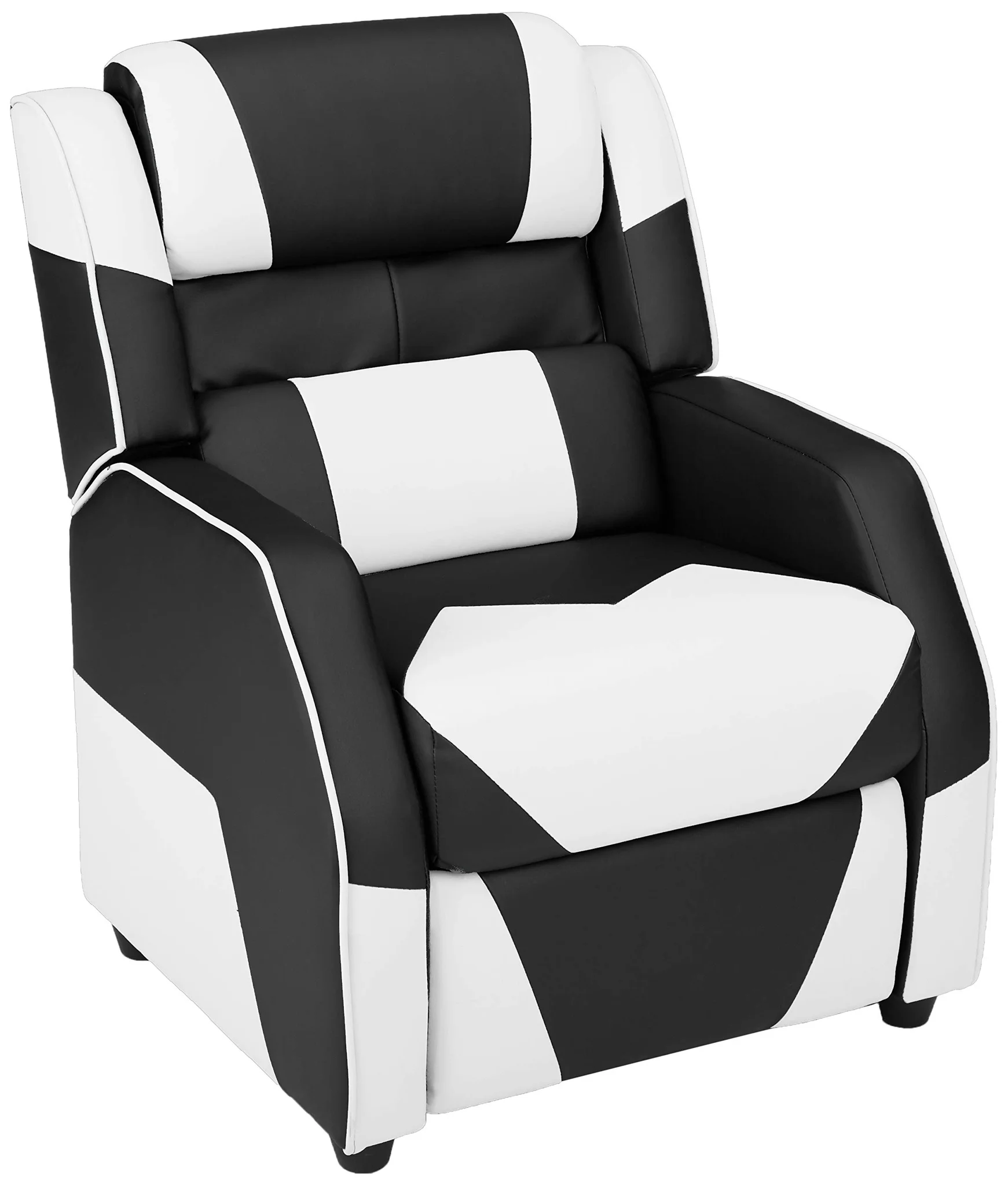 Kids Gaming Recliner Chair Black and White with Headrest and Lumbar Pillow