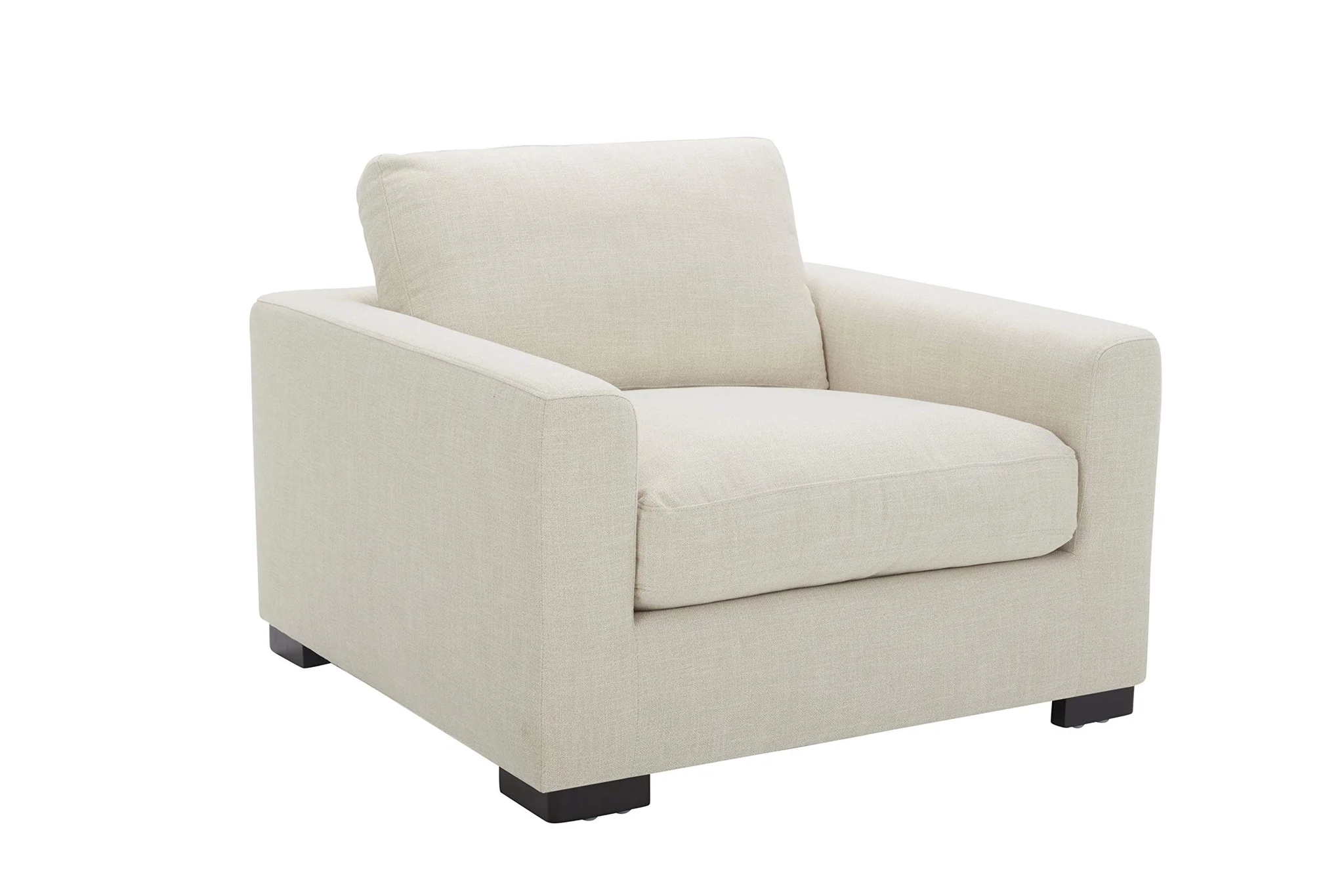Modern Cream Fabric Accent Armchair with Deep Cushions