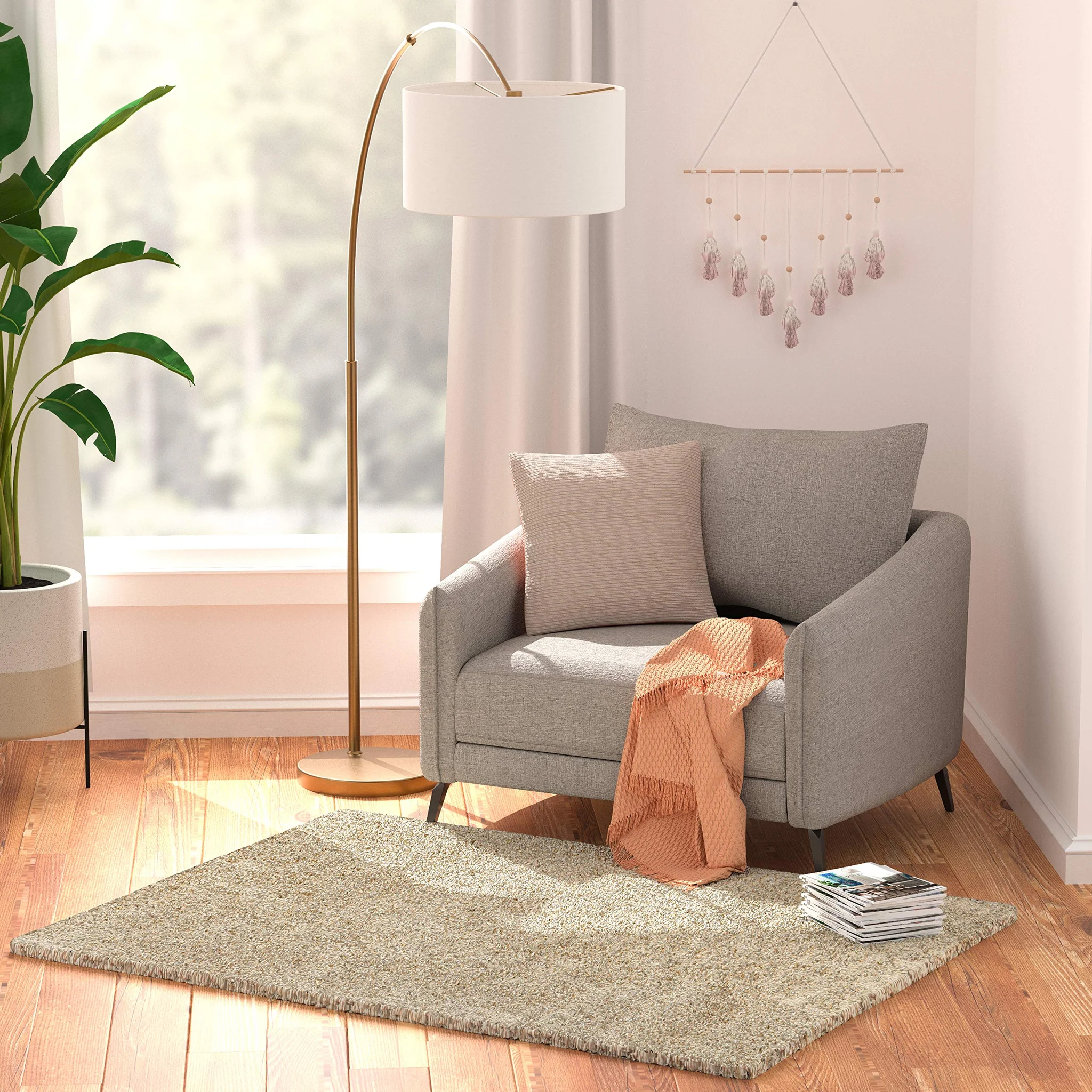 Modern High-Pile Shag Area Rug – Ivory Neutral Tone