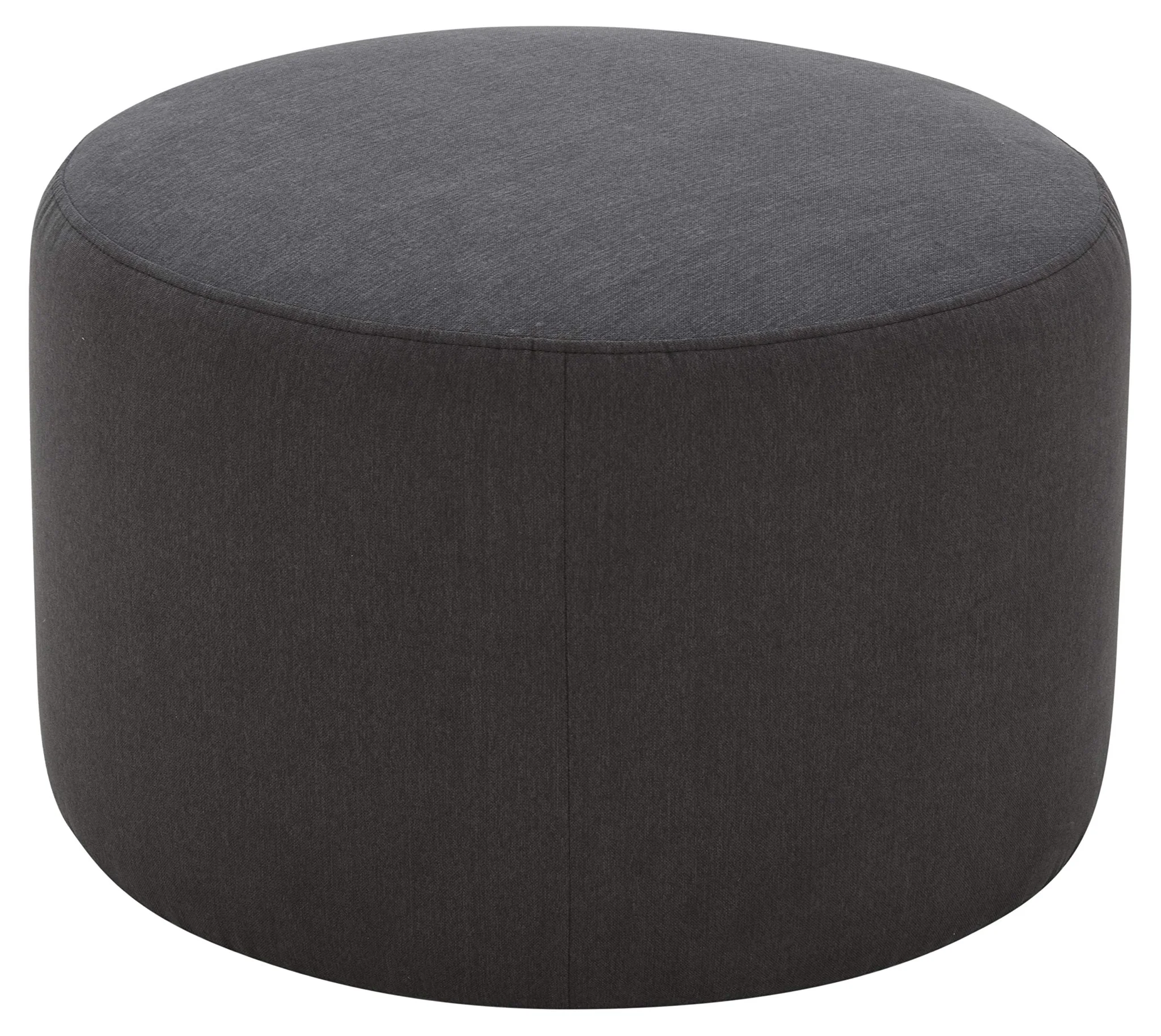 Round Upholstered Ottoman – Dark Charcoal Fabric Footrest