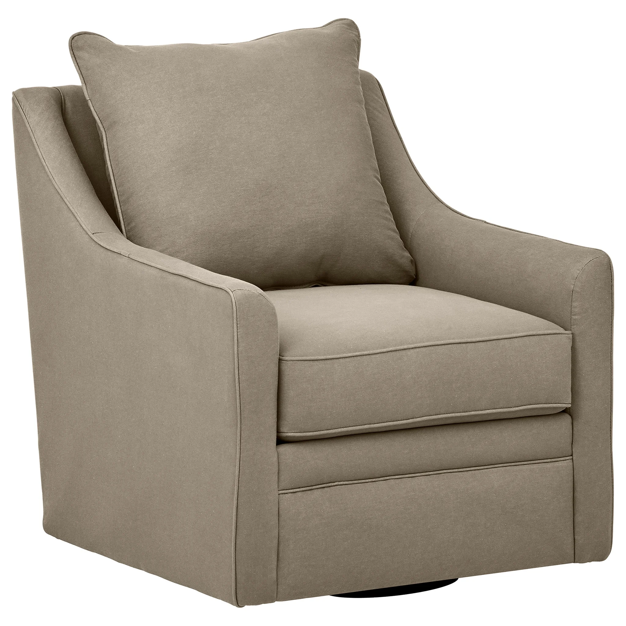 Modern Upholstered Swivel Accent Chair with Pillow – Smoke Twill
