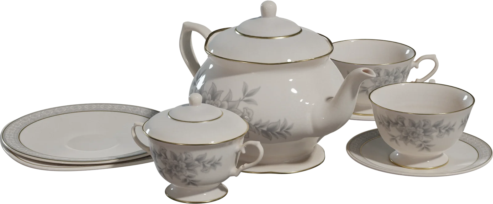 Classic Porcelain Tea Set with Gold Trim