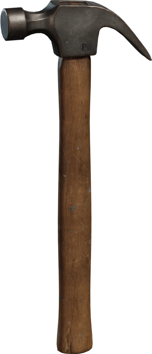 Worn Claw Hammer with Wooden Handle
