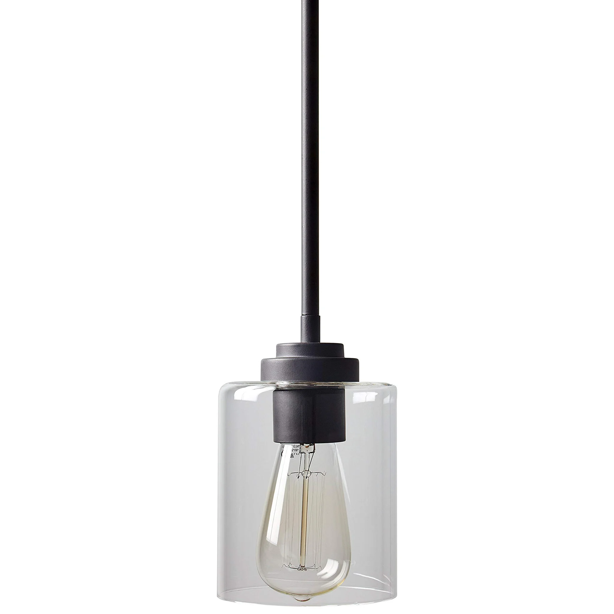 Modern Farmhouse Glass Cylinder Pendant Light with Edison Bulb