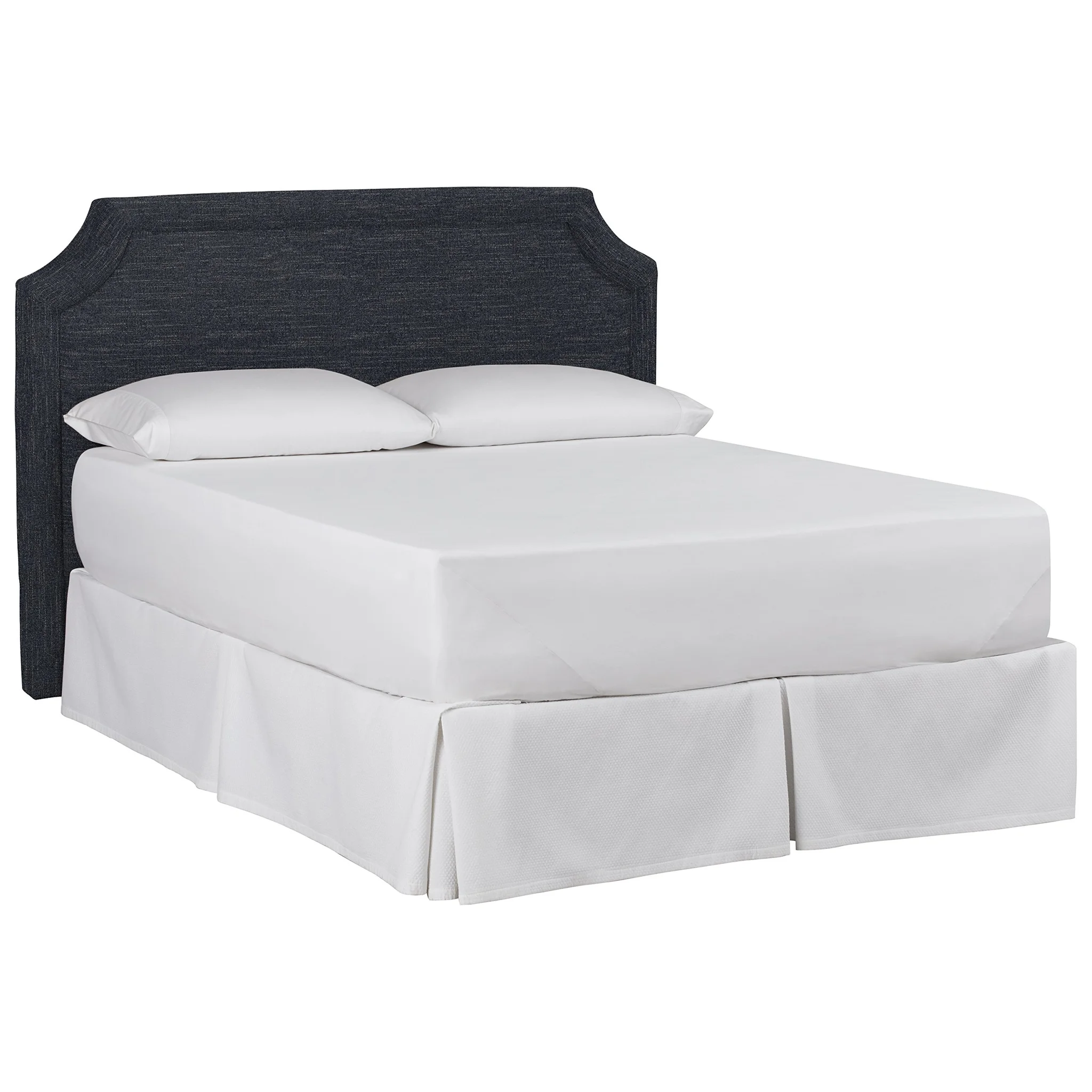 Upholstered King Bed with Scalloped Headboard – Indigo Linen