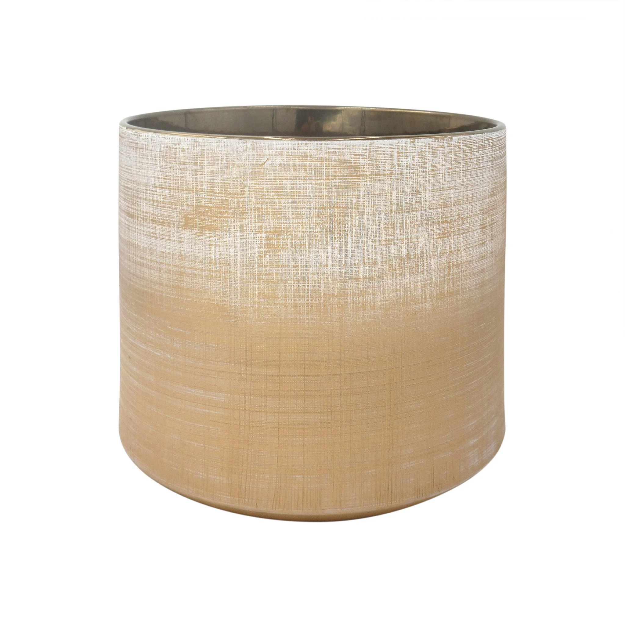Rustic Stoneware Crosshatch Planter Pot – Bronze Electroplated Finish