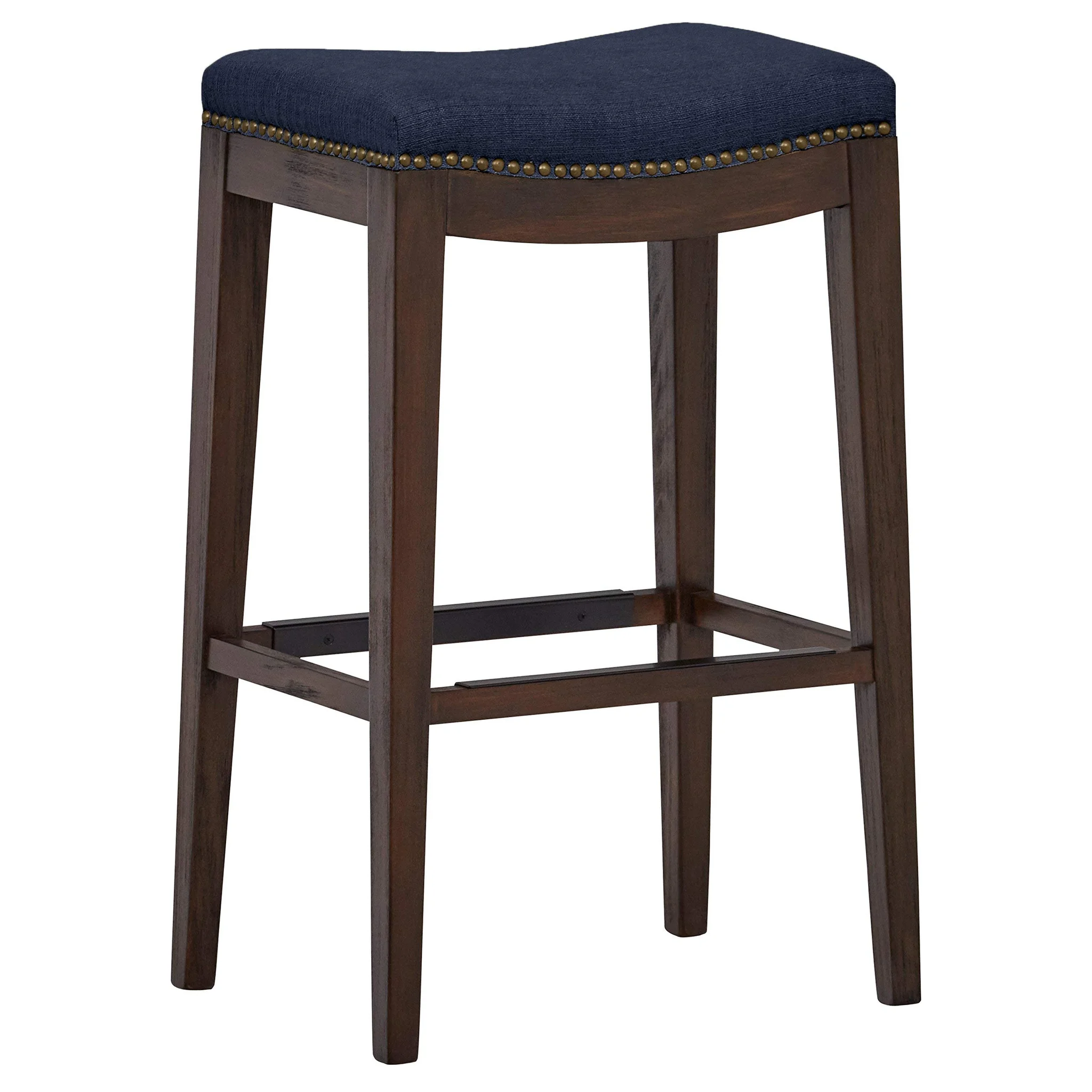 Nailhead-Trim Saddle Backless Bar Stool