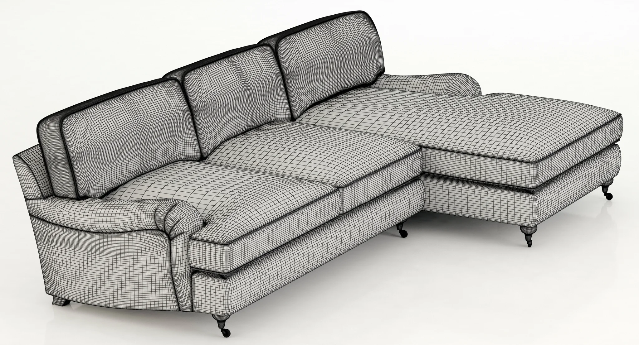 Restoration Hardware English Roll Arm Upholstered Right Arm Chaise Sectional — 3D model preview 2