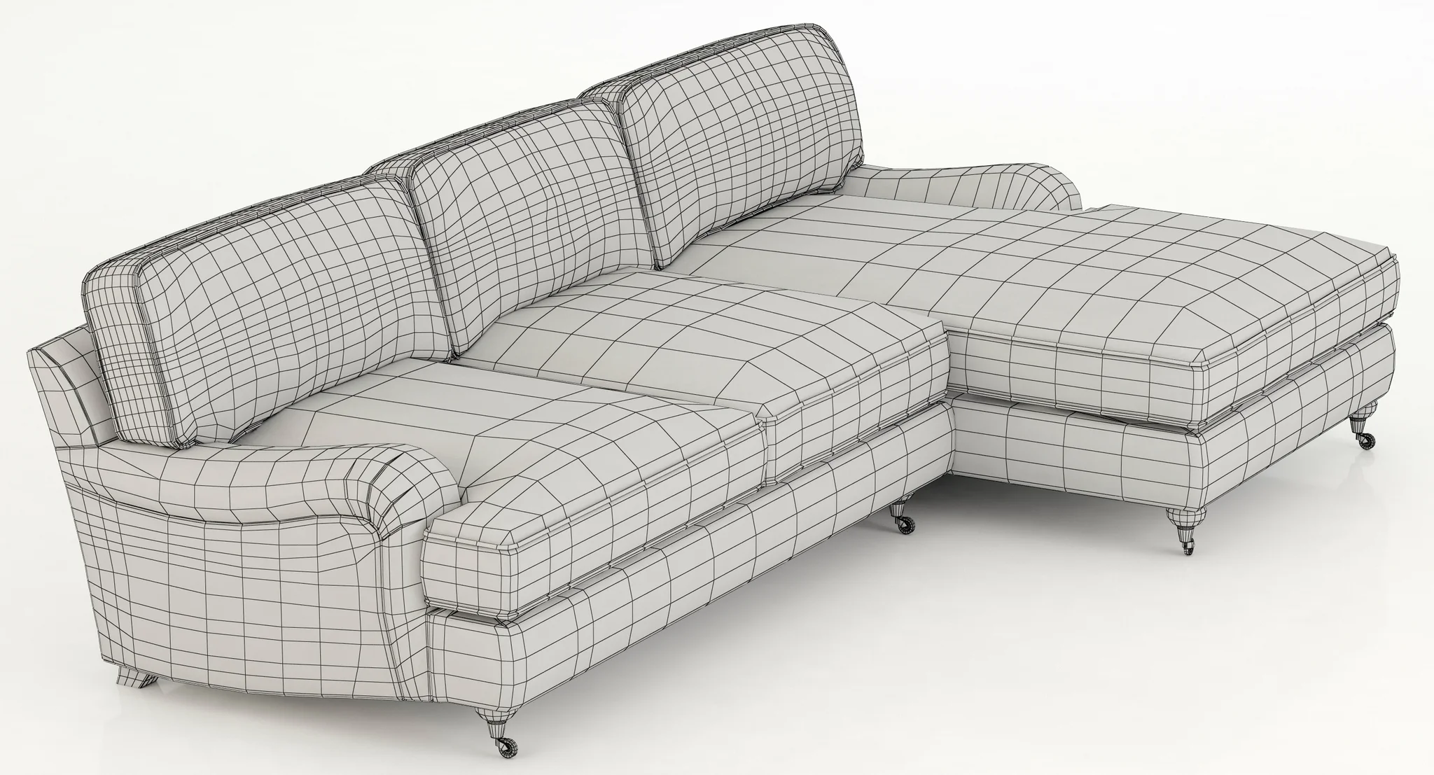 Restoration Hardware English Roll Arm Upholstered Right Arm Chaise Sectional — 3D model preview 3