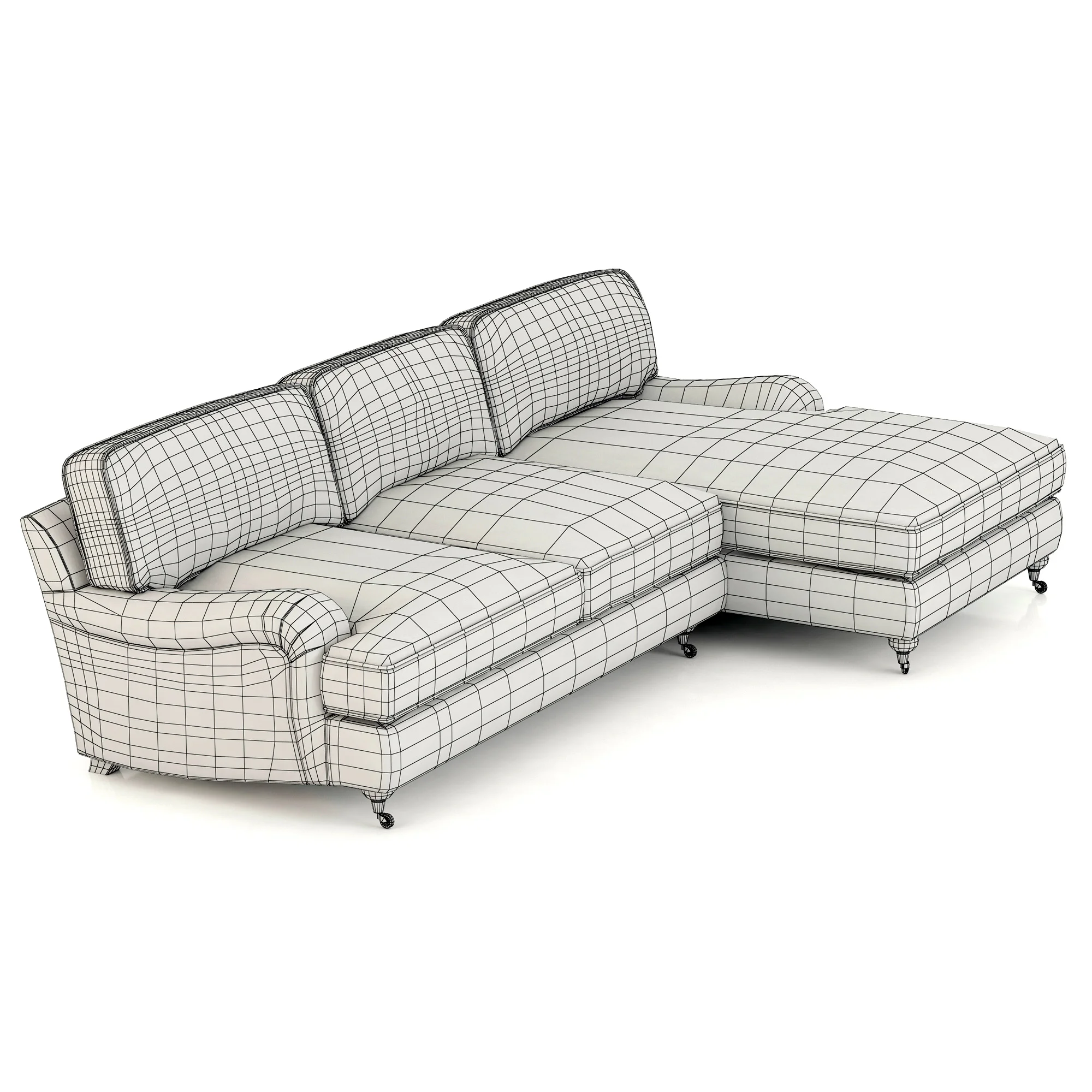 Restoration Hardware English Roll Arm Upholstered Right Arm Chaise Sectional — 3D model preview 4