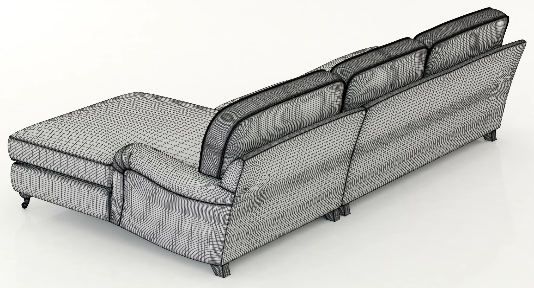 Restoration Hardware English Roll Arm Upholstered Right Arm Chaise Sectional — 3D model preview 7